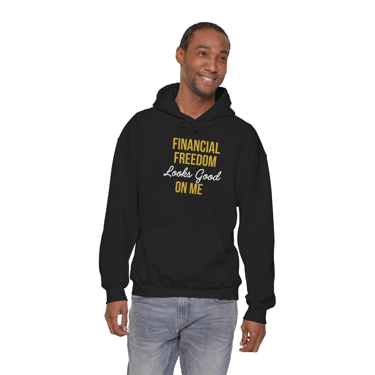 Financial Freedom Looks Good On Me Hoodie – Black & Gold Edition