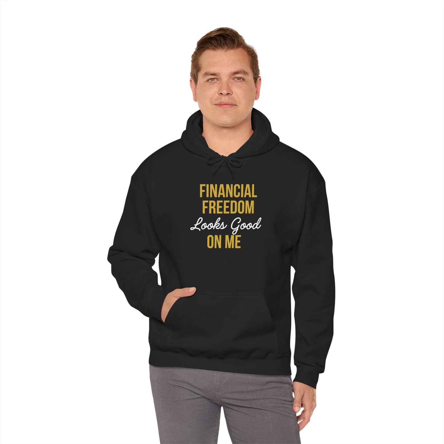 Financial Freedom Looks Good On Me Hoodie – Black & Gold Edition